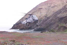 Dave K, Barry, Pete, and ten B landing on Porto Santo during exercise Linked Seas