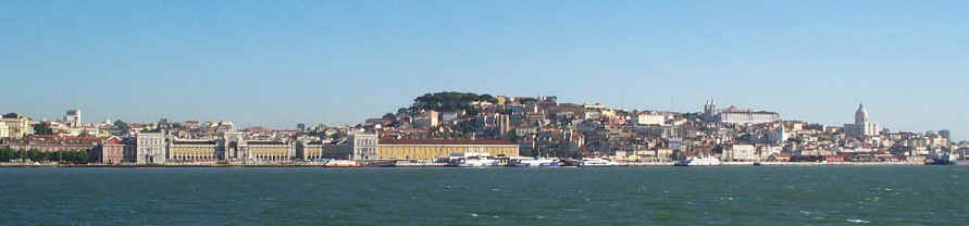 Downtown Lisbon, Castelo de St. Jorge is on the hill in the trees