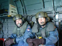 Neil and Dave in the back of the Helo