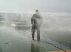 Leading Seaman Roberts gets soaked...