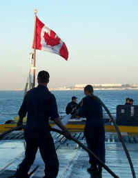 Hosing down the flight deck... gotta keep it clean!